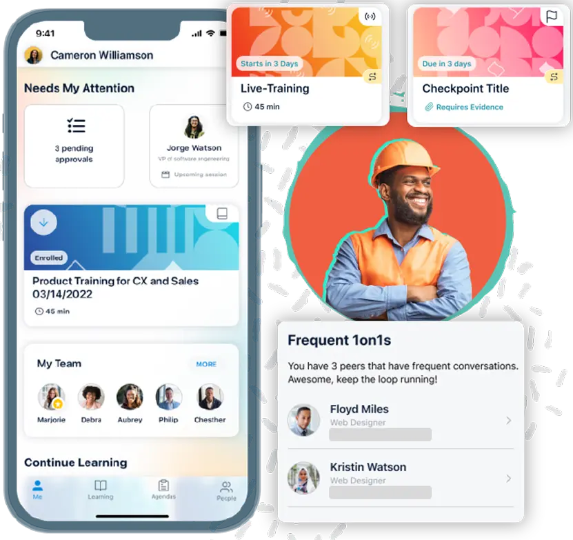 A graphic showing the Bridge mobile app UI