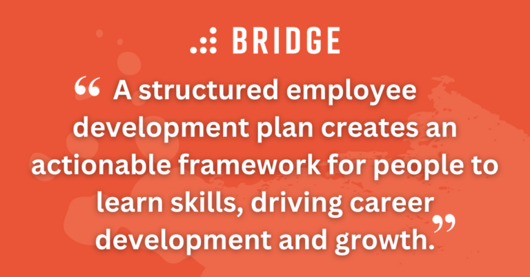 A structured employee development plan creates an actionable framework for people to learn skills, driving career development and growth.