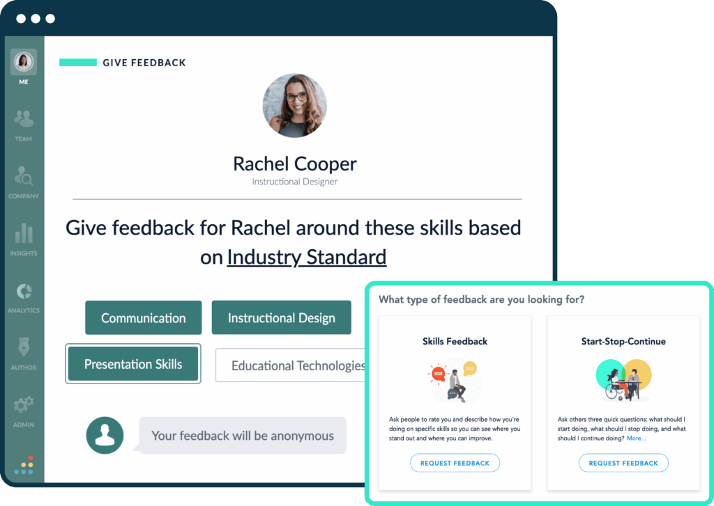 A graphic showing our skills feedback platform