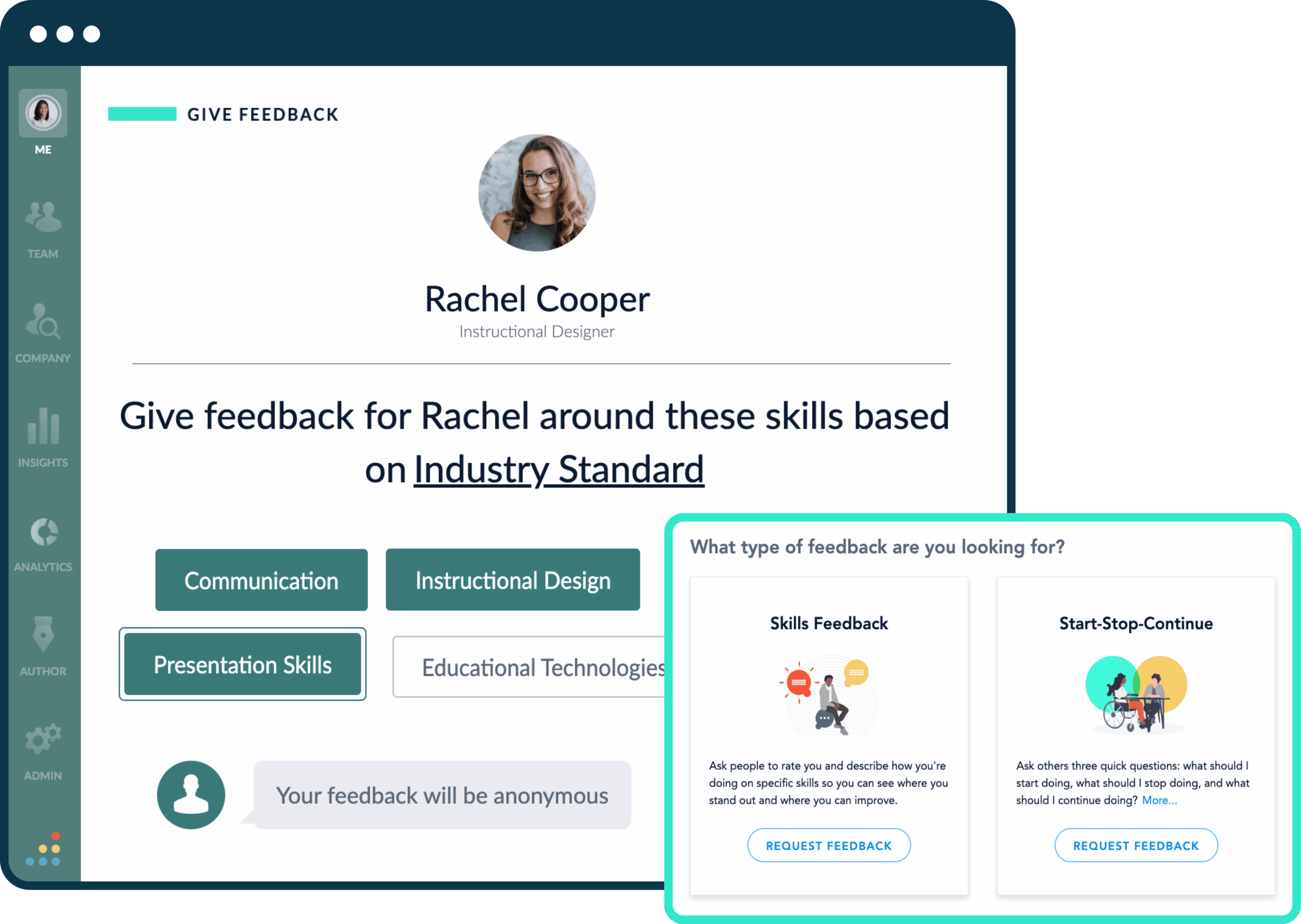 A graphic showing our skills feedback platform