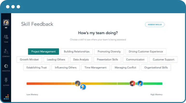 A graphic showing business team feedback software