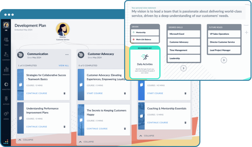 Development plan interface