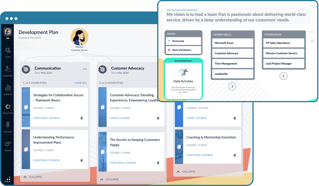 Development plan interface