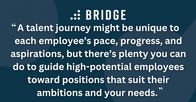 A talent journey might be unique to each employee’s pace, progress, and aspirations, but there’s plenty you can do to guide high-potential employees toward positions that suit their ambitions and your needs.